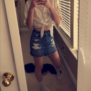 American Eagle Ripped Jean Skirt